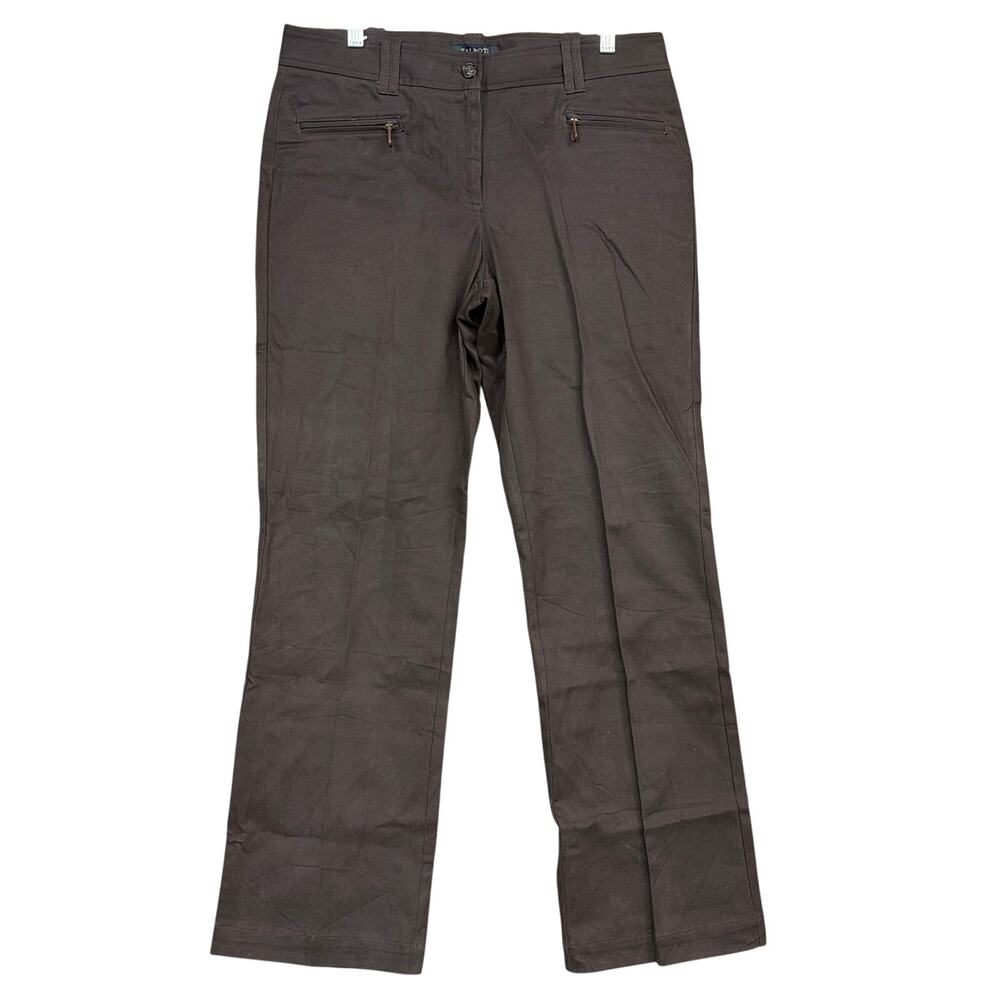 Talbots Womens Pants Brown Mid Rise Signature Fit Casual Workwear Stretch 10